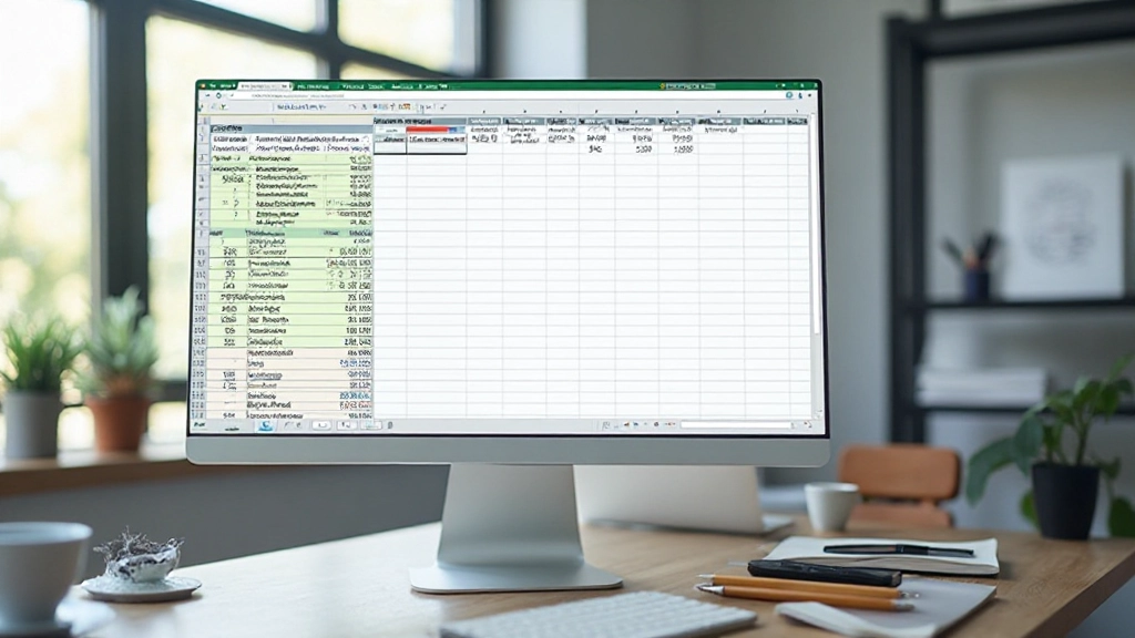 Computerscherm met Excel-werkblad met formules en gegevenstabellen