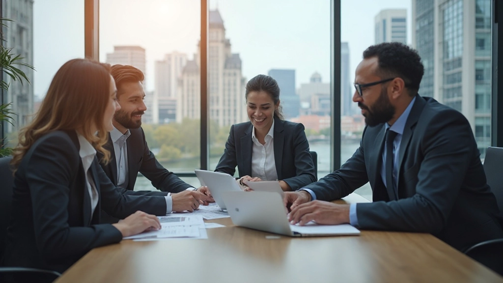 Groep professionals die samenwerken aan Excel spreadsheets in modern kantoor omgeving