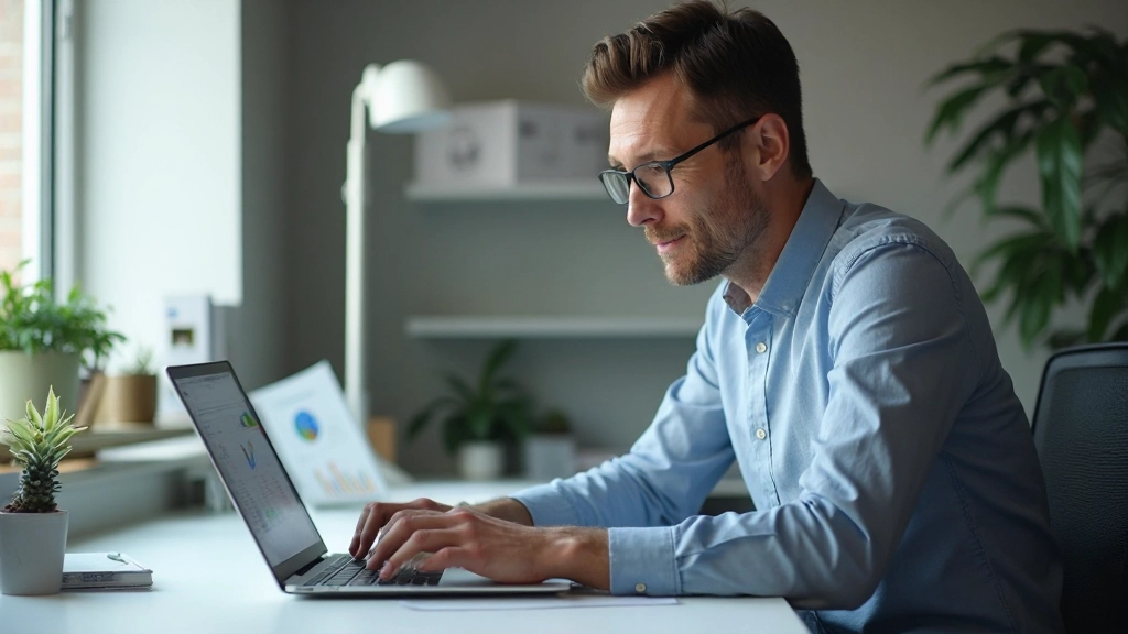 Professional data analyst working with spreadsheet and charts on laptop